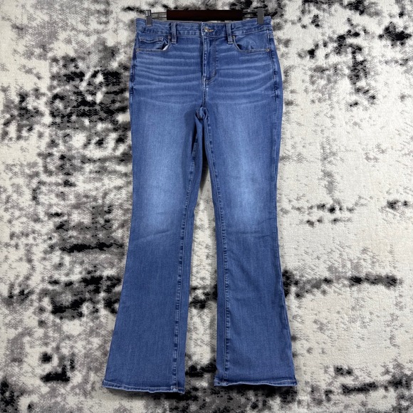 American Eagle High Rise Skinny Kick Jeans Womens 12 Cowgirl Hippie Boho Stretch - Picture 1 of 14
